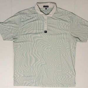 Bad Birdie Pale Green Mint Swirl Polo Shirt XXL